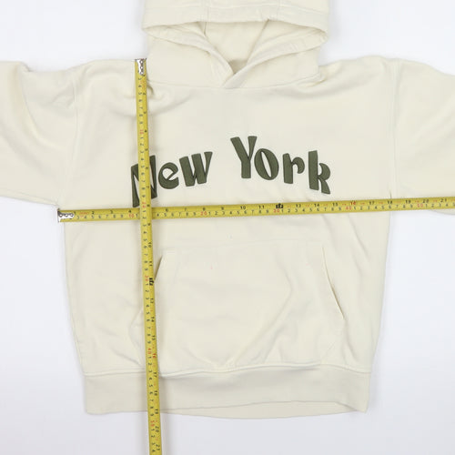 Next Girls Beige New York Hoodie 10 Years Cotton Blend Pullover