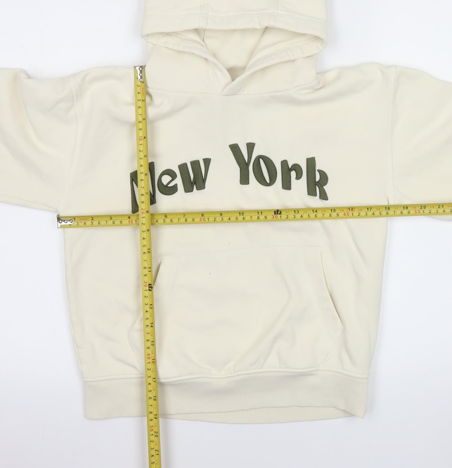 Next Girls Beige New York Hoodie 10 Years Cotton Blend Pullover