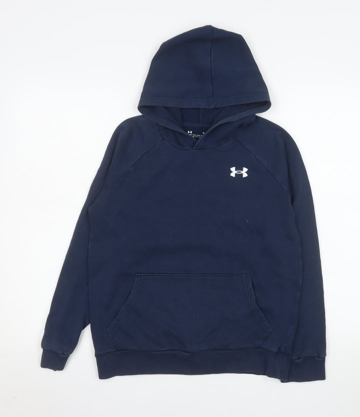 Under Armour Boys Blue Hoodie 13-14 Years Pullover Fleece ColdGear