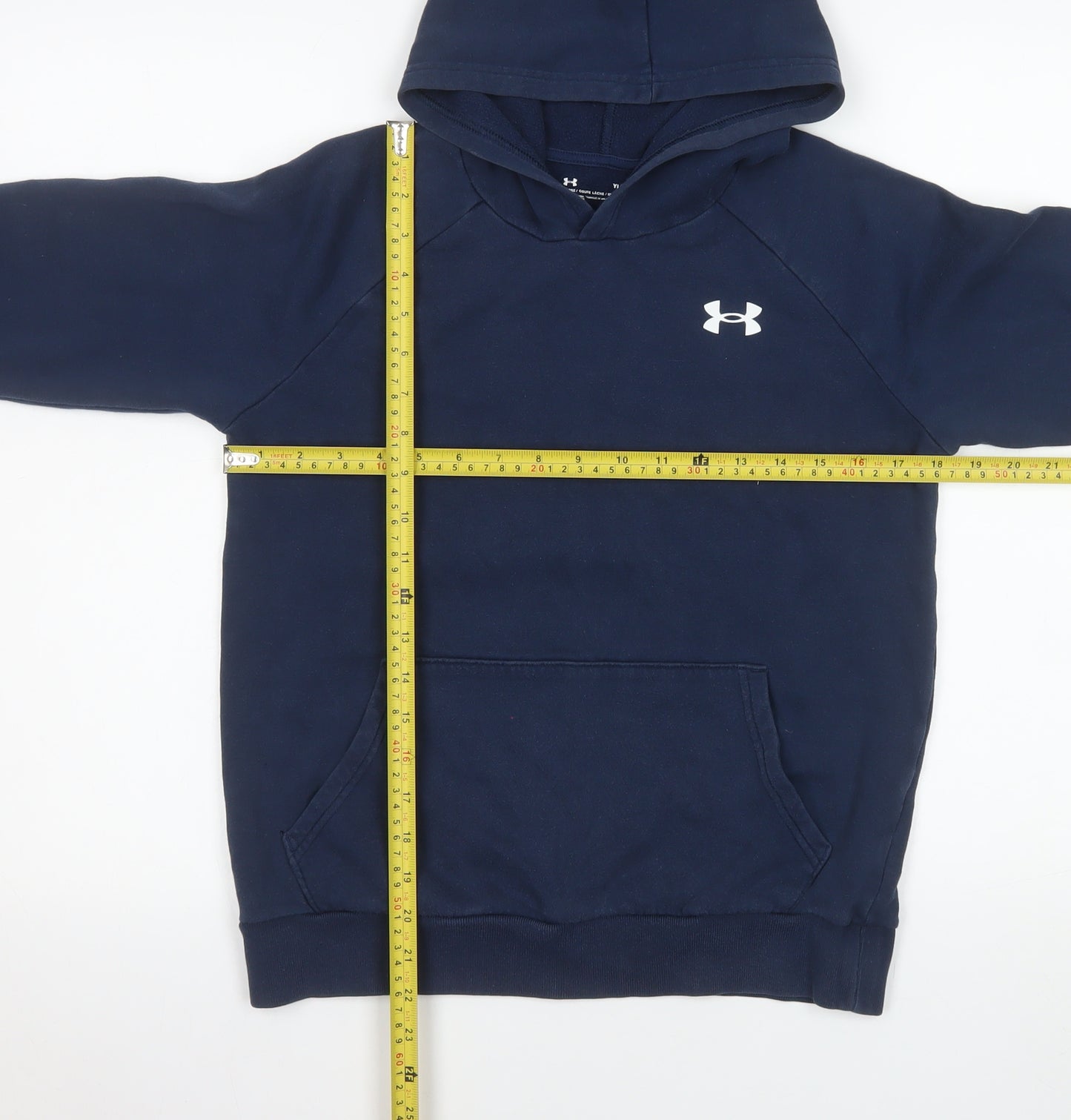 Under Armour Boys Blue Hoodie 13-14 Years Pullover Fleece ColdGear