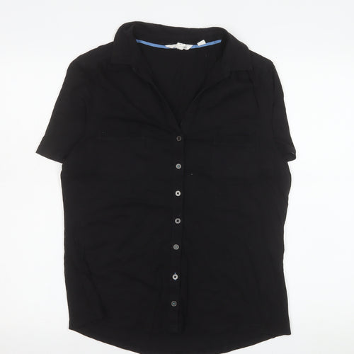 White Stuff Women's Black Cotton Button-Up Shirt UK 14