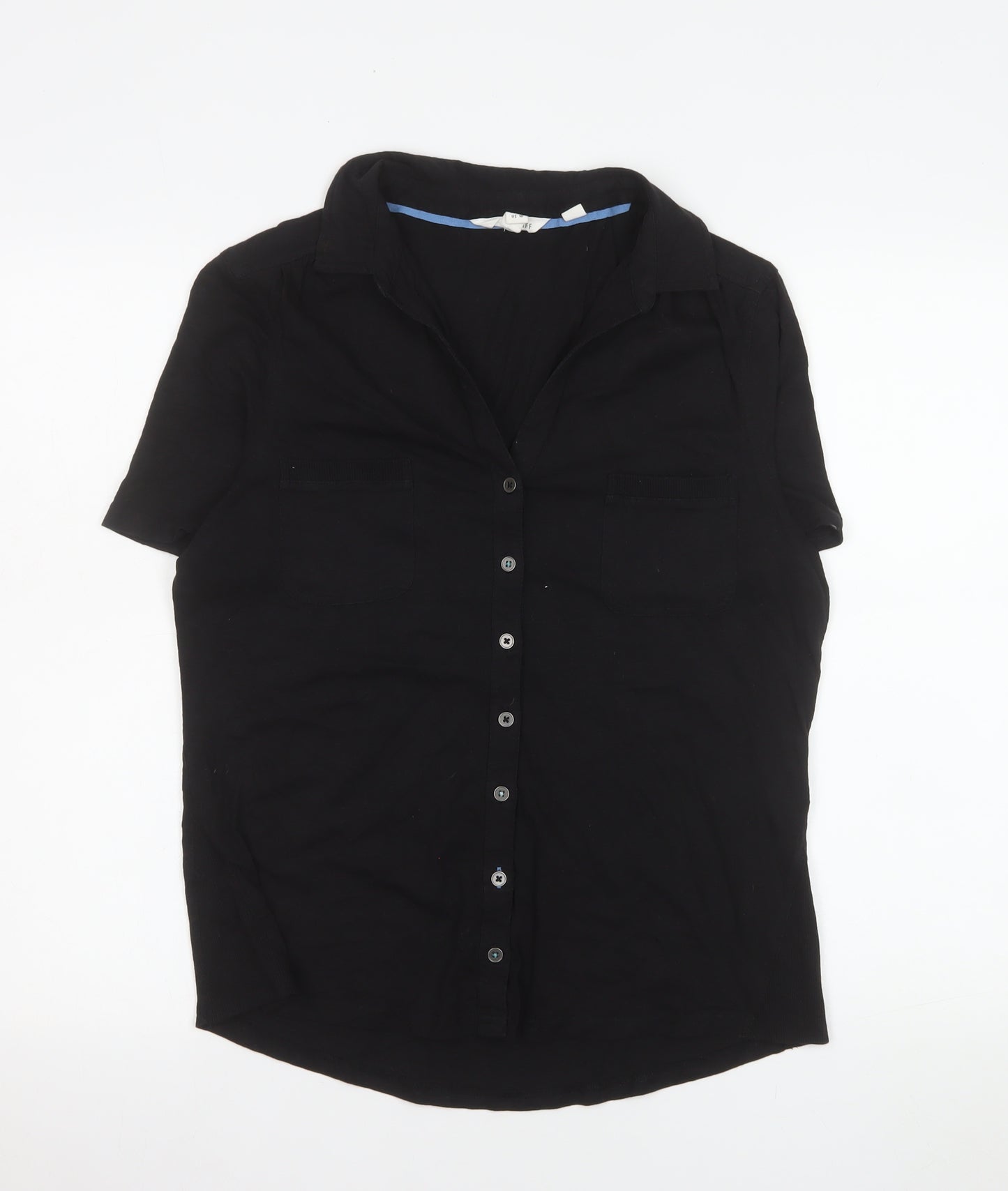 White Stuff Women's Black Cotton Button-Up Shirt UK 14