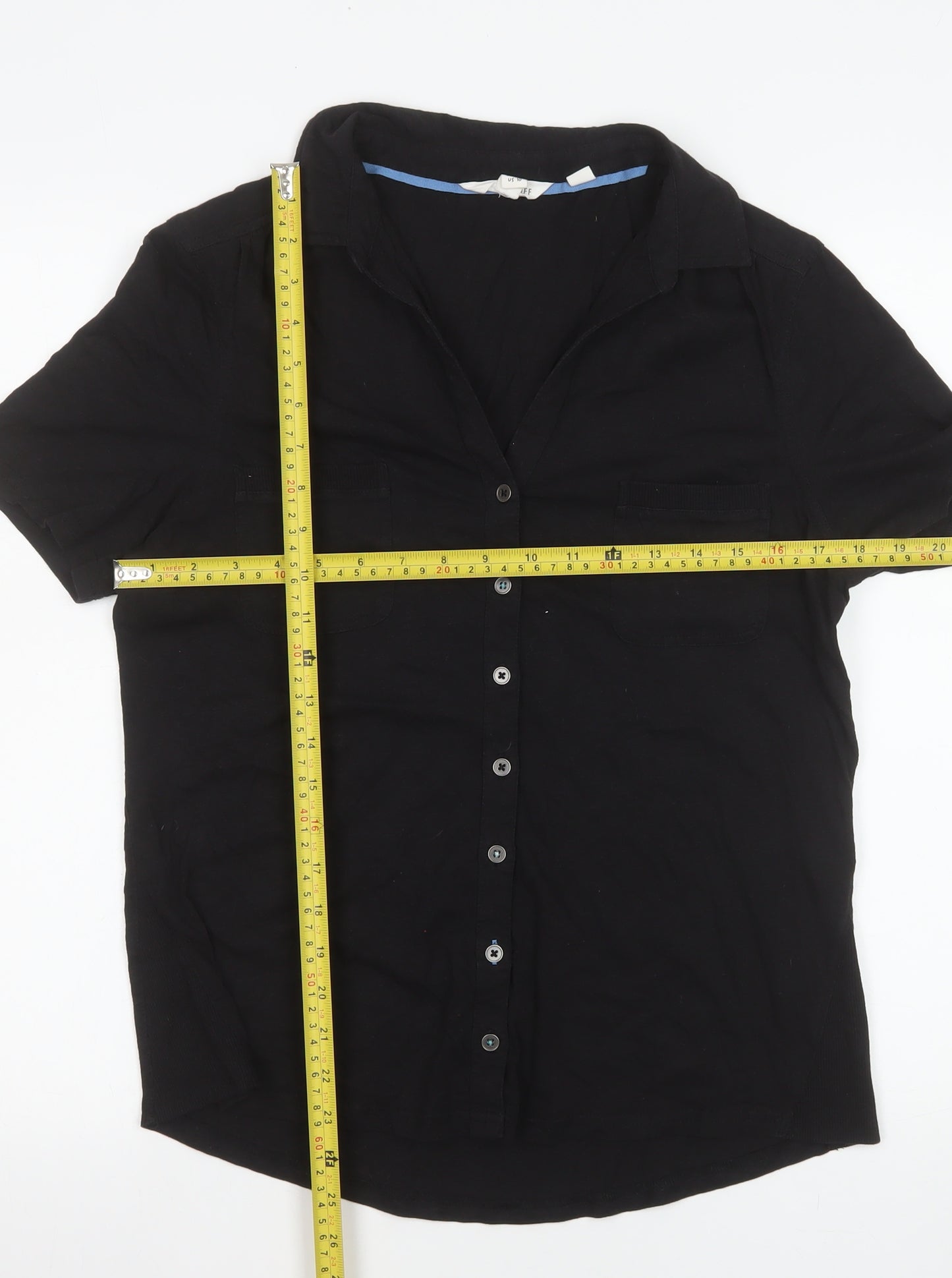 White Stuff Women's Black Cotton Button-Up Shirt UK 14