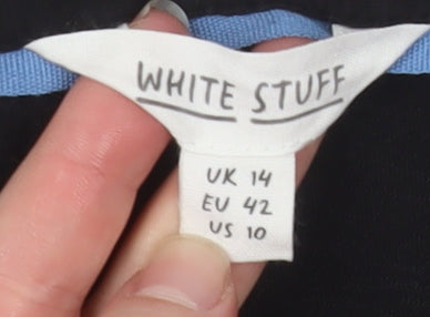 White Stuff Women's Black Cotton Button-Up Shirt UK 14