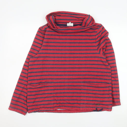 Line 7 Women's Red and Navy Striped Cowl Neck Pullover Sweatshirt L
