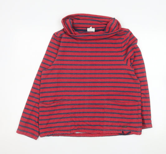 Line 7 Women's Red and Navy Striped Cowl Neck Pullover Sweatshirt L