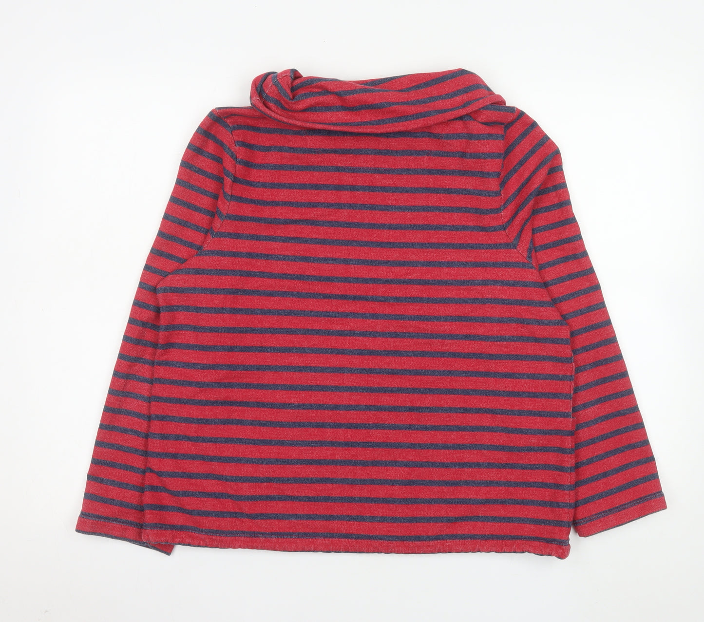 Line 7 Women's Red and Navy Striped Cowl Neck Pullover Sweatshirt L