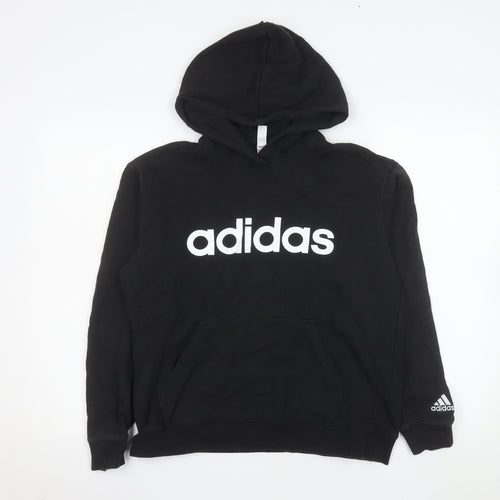 Adidas Girls Black Pullover Hoodie Size 14 Years Cotton Logo Sweatshirt