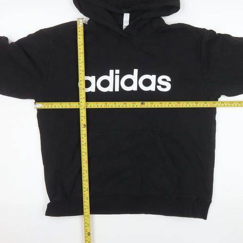 Adidas Girls Black Pullover Hoodie Size 14 Years Cotton Logo Sweatshirt