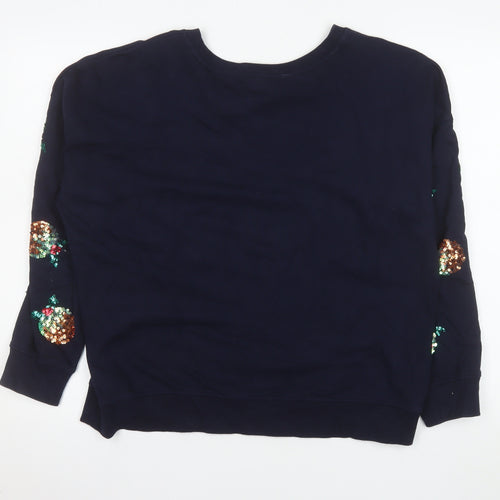 Next Womens Navy Sequin Christmas Pudding Sweatshirt Size 14