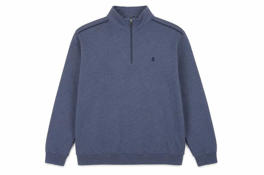 Front view of IZOD Men’s Blue 2XL 1/4 Zip Mock Neck Pullover Sweatshirt