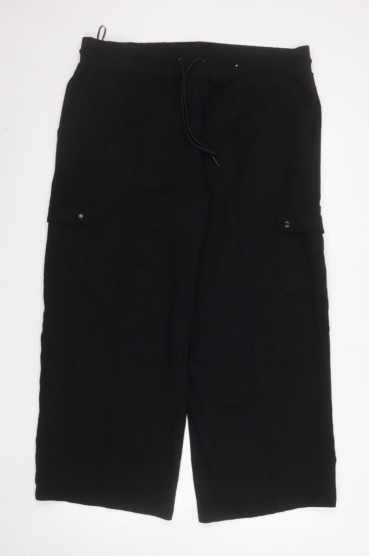 Marks and Spencer Womens Black Size 22 Cargo Trousers Regular Fit