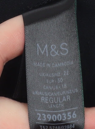 Marks and Spencer Womens Black Size 22 Cargo Trousers Regular Fit