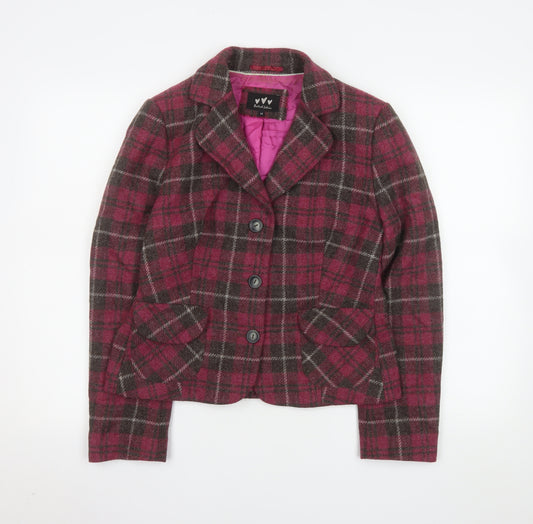 Marks and Spencer Per Una Pink Wool Check Blazer Jacket Size 14