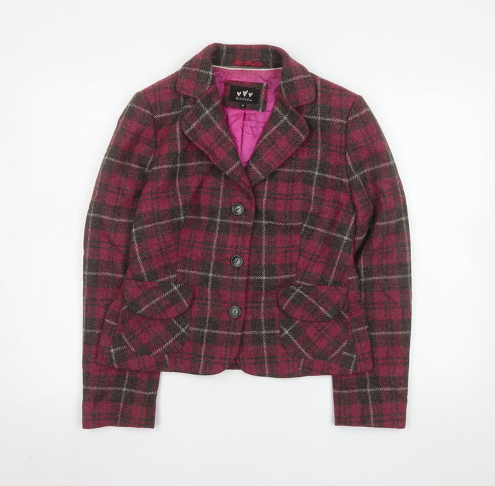 Marks and Spencer Per Una Pink Wool Check Blazer Jacket Size 14