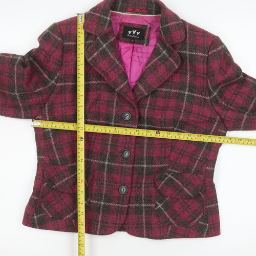 Marks and Spencer Per Una Pink Wool Check Blazer Jacket Size 14