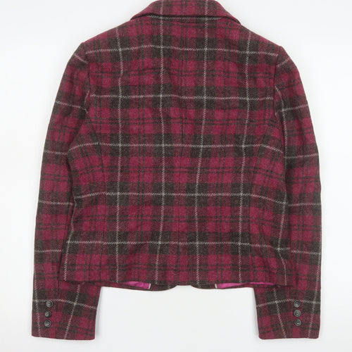 Marks and Spencer Per Una Pink Wool Check Blazer Jacket Size 14