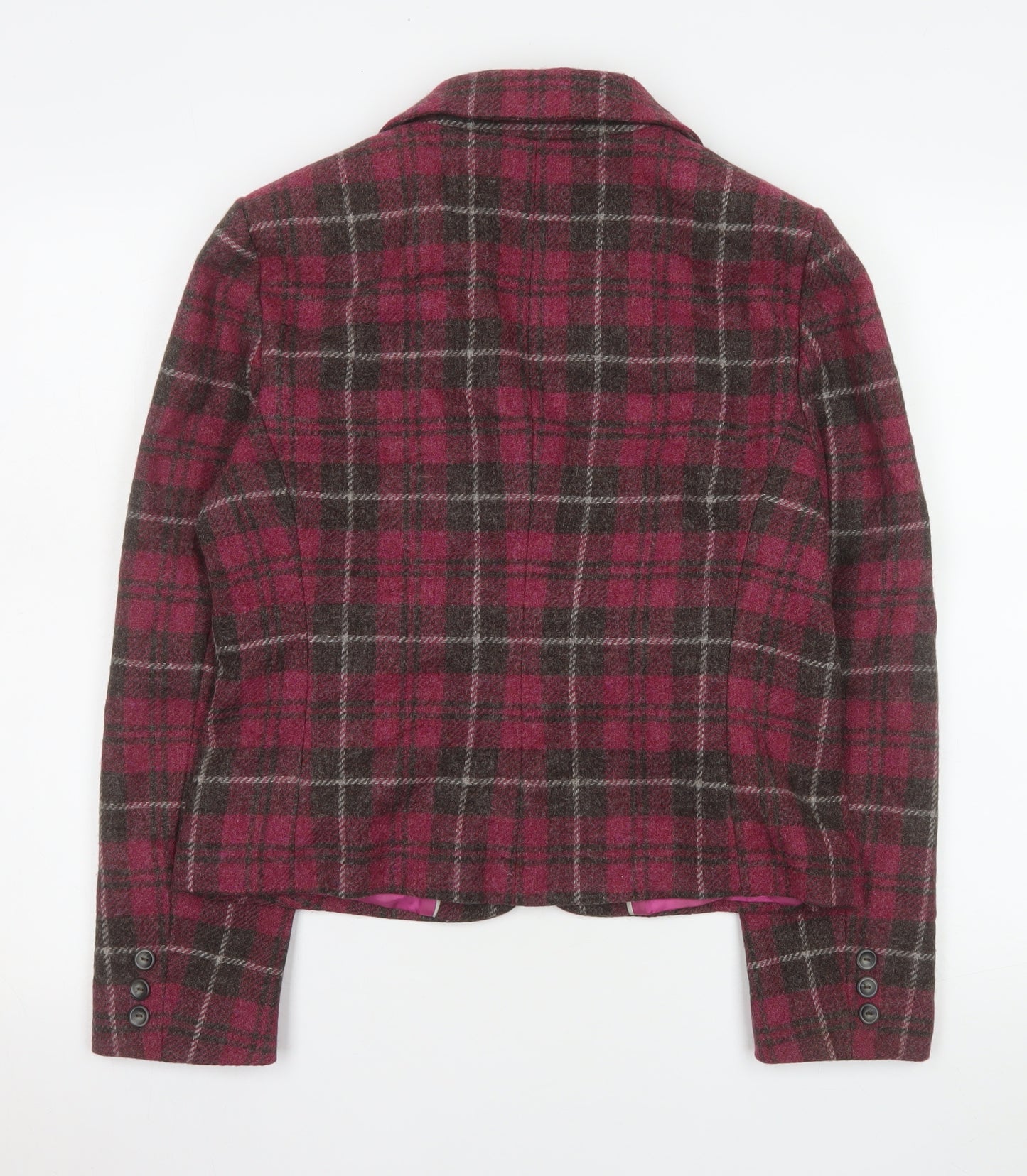 Marks and Spencer Per Una Pink Wool Check Blazer Jacket Size 14