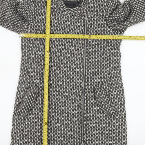 Next Women's Grey Wool Blend Biker Coat Size 6 Asymmetric Zip