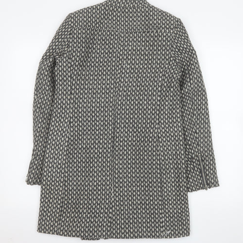 Next Women's Grey Wool Blend Biker Coat Size 6 Asymmetric Zip
