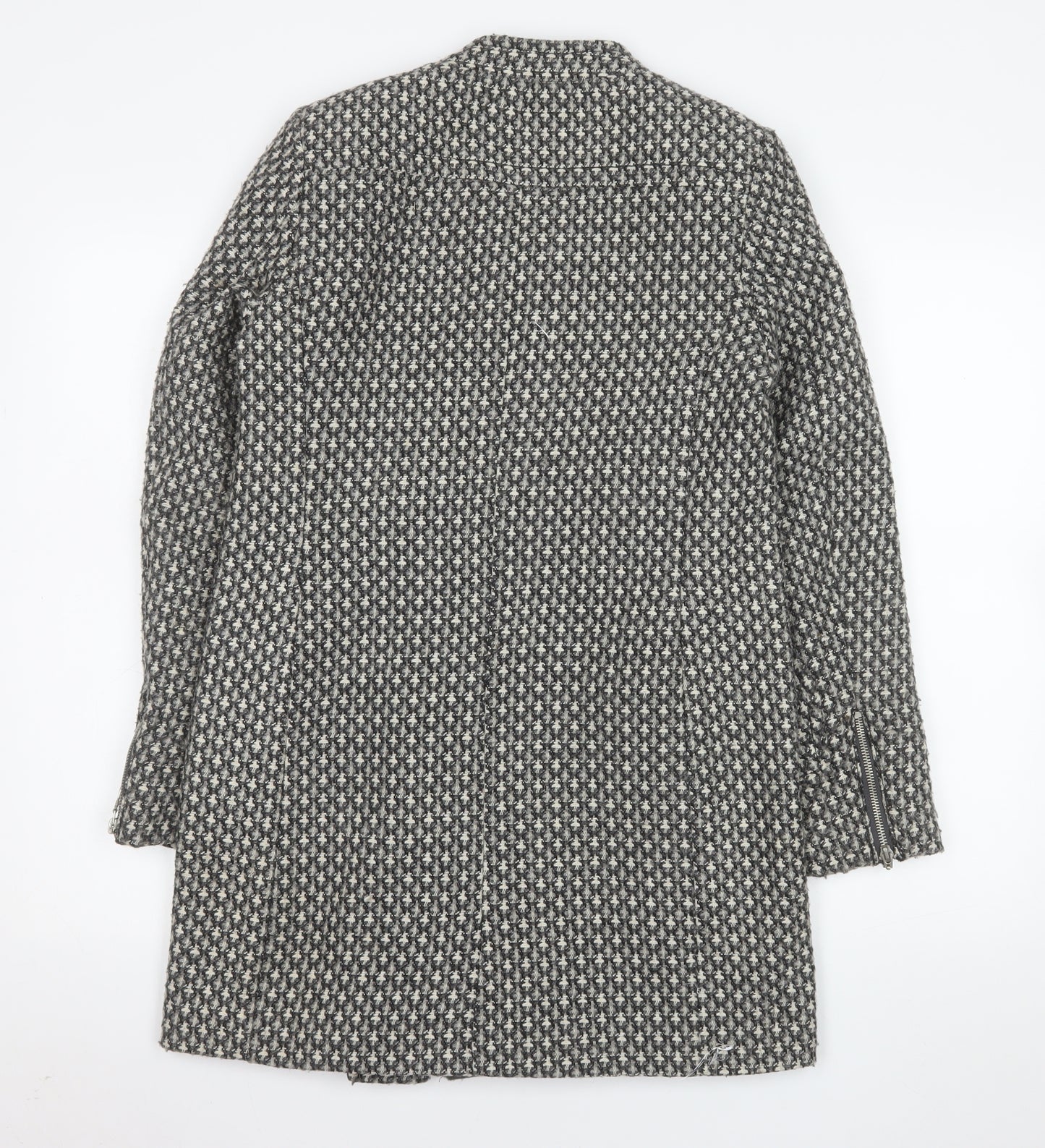 Next Women's Grey Wool Blend Biker Coat Size 6 Asymmetric Zip