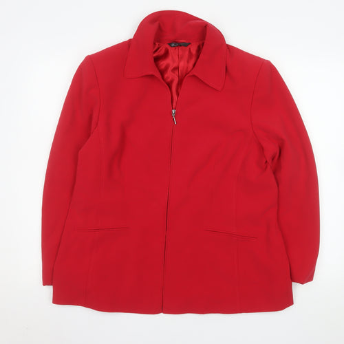 BHS Womens Red Stretch Lined Suit Jacket Size 18 Regular Fit