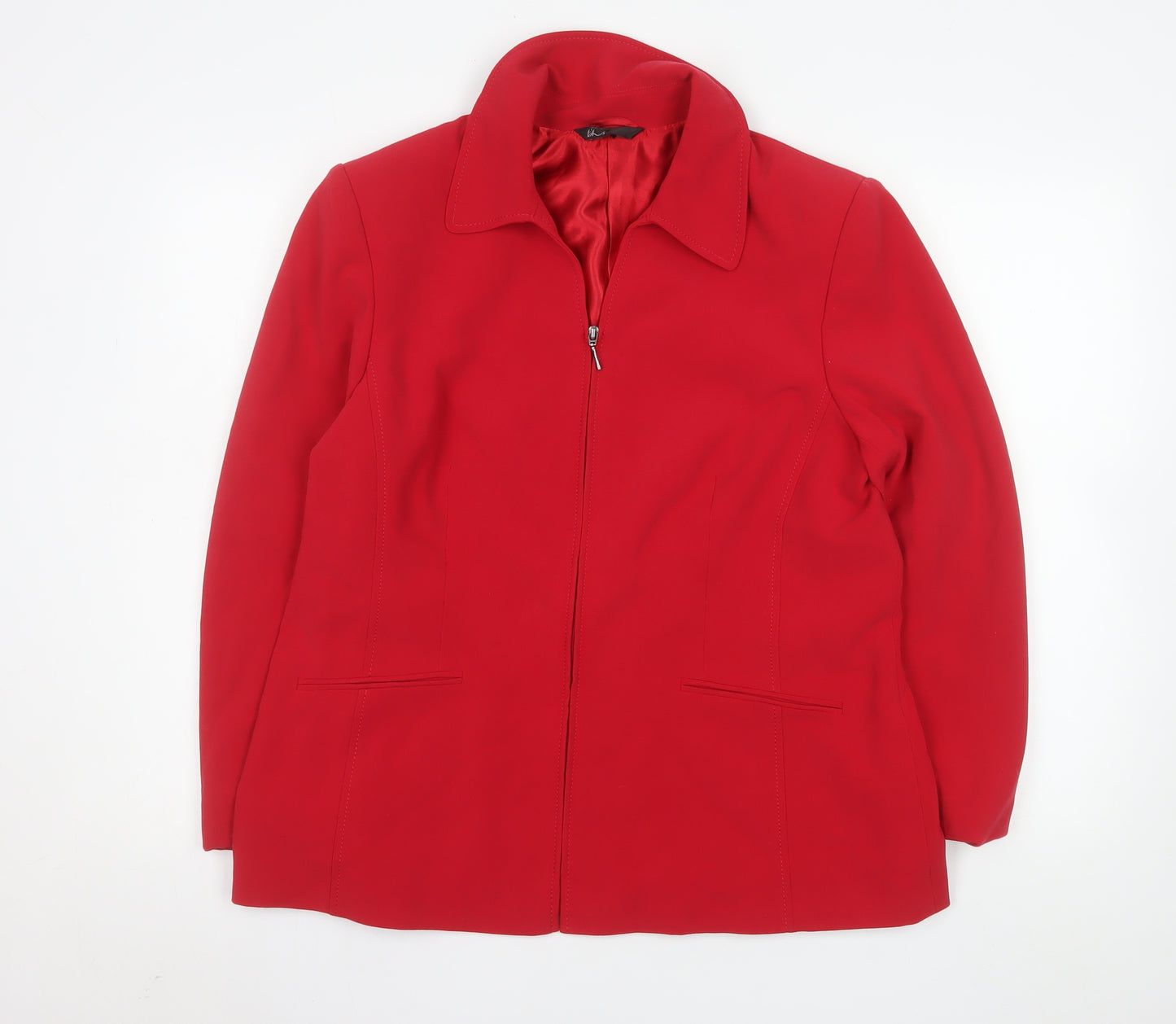 BHS Womens Red Stretch Lined Suit Jacket Size 18 Regular Fit