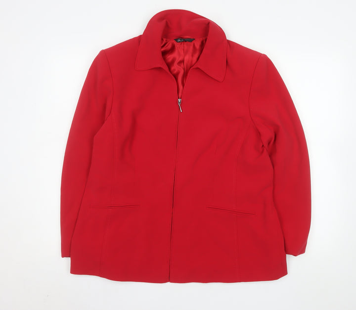 BHS Womens Red Stretch Lined Suit Jacket Size 18 Regular Fit