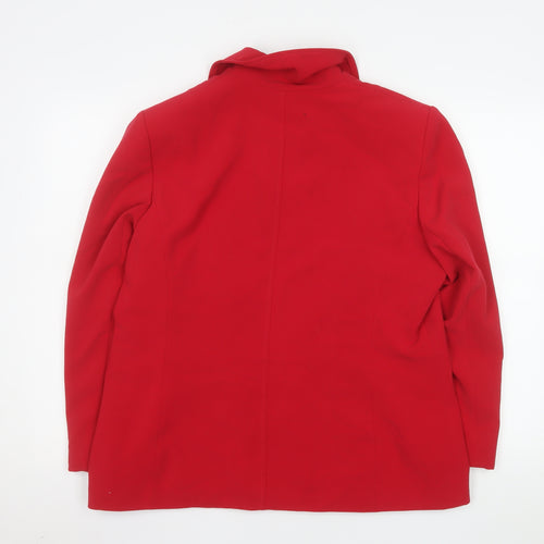 BHS Womens Red Stretch Lined Suit Jacket Size 18 Regular Fit