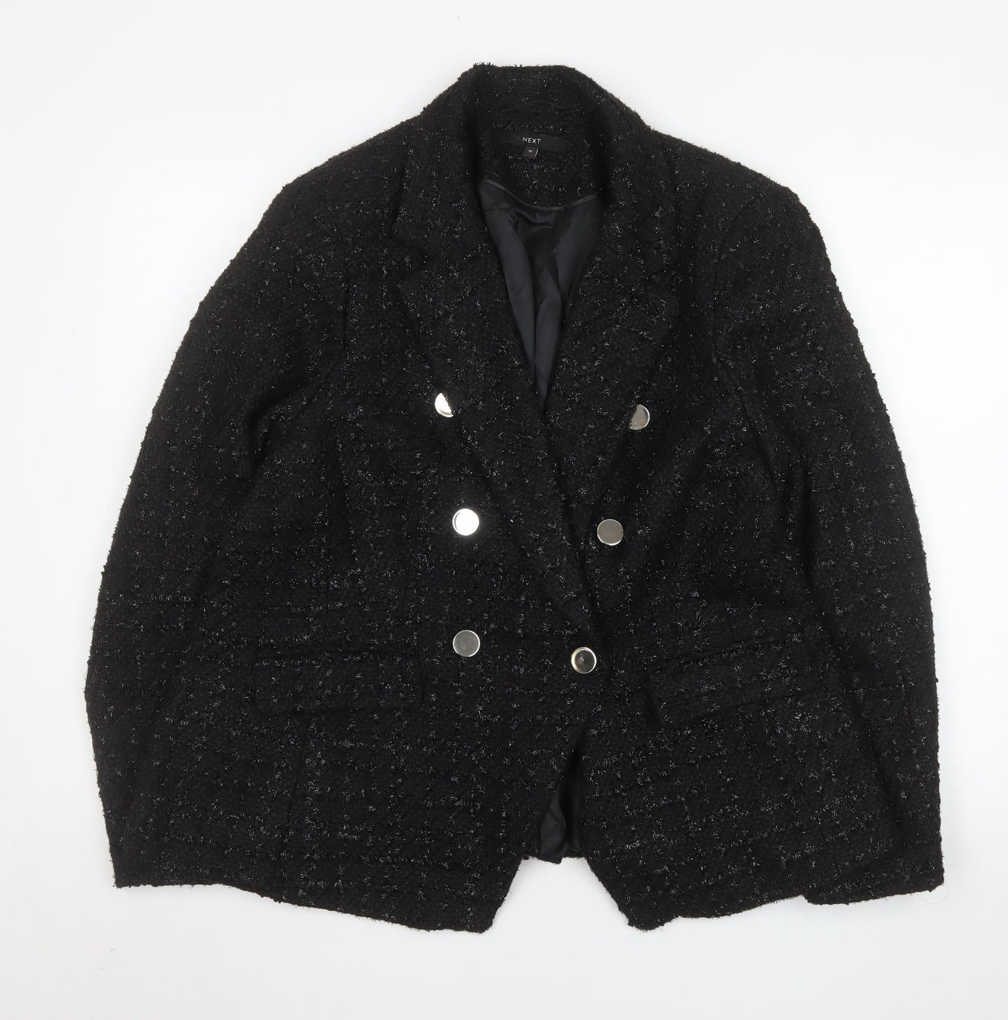 Next Women’s Black Bouclé Double-Breasted Blazer UK 18