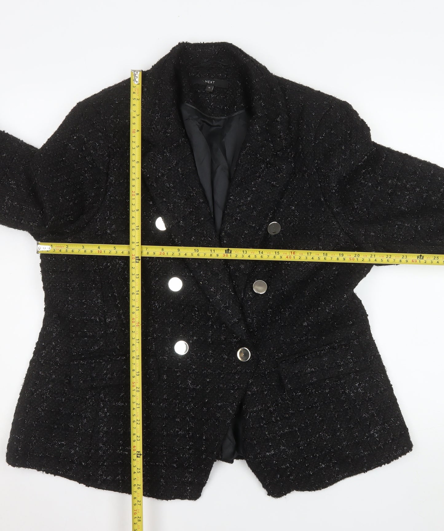 Next Women’s Black Bouclé Double-Breasted Blazer UK 18