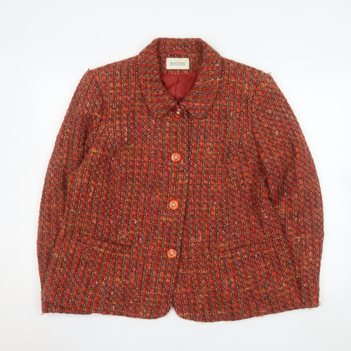 Eastex Women Red Tweed Wool Blend Lined Blazer Jacket UK 18