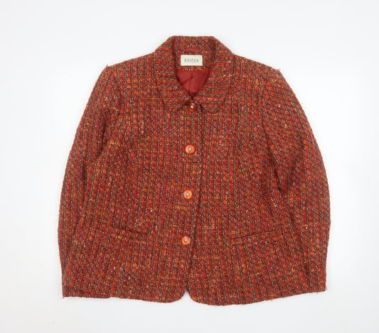 Eastex Women Red Tweed Wool Blend Lined Blazer Jacket UK 18