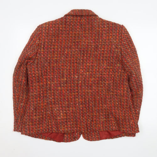 Eastex Women Red Tweed Wool Blend Lined Blazer Jacket UK 18