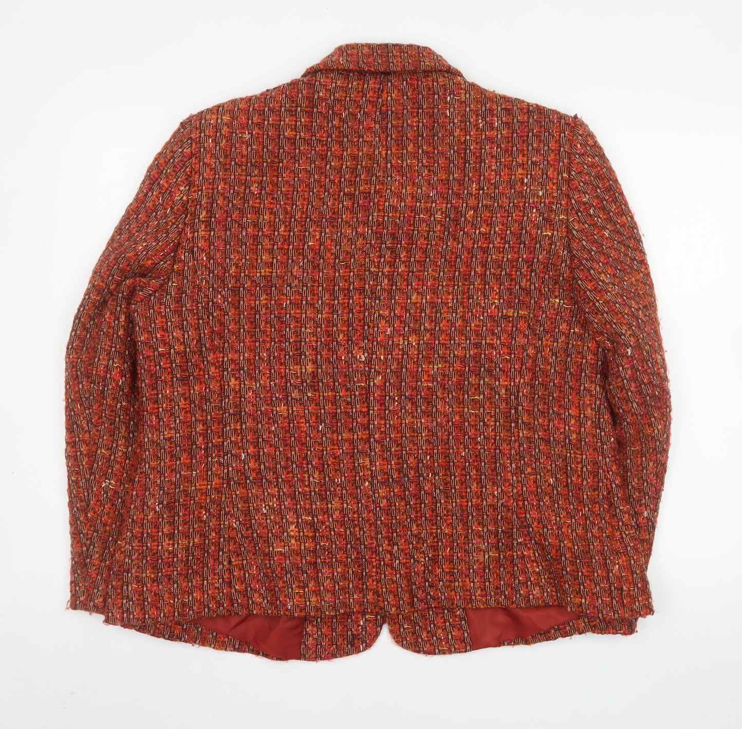 Eastex Women Red Tweed Wool Blend Lined Blazer Jacket UK 18
