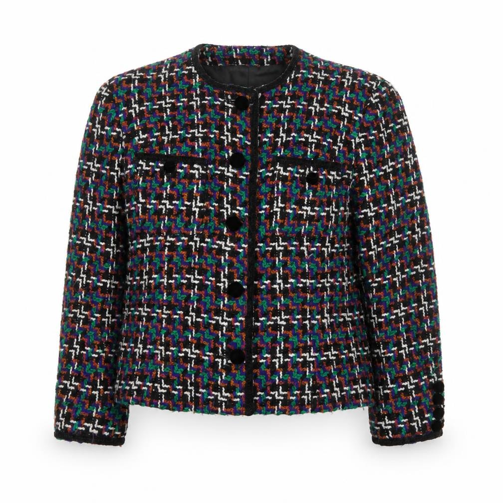 Front view of Alexon Women's Multicoloured Tweed Wool Blend Suit Jacket UK 14