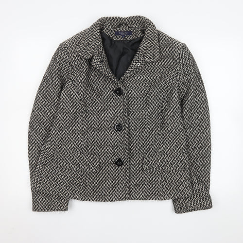 Debenhams Collection Women Black & White Wool Blend Tweed Blazer Size 14