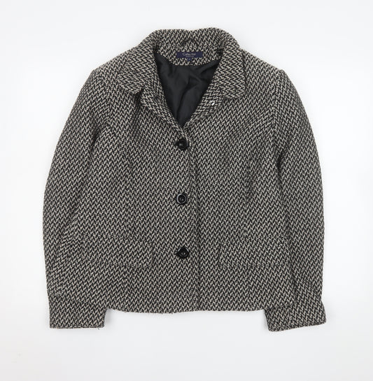 Debenhams Collection Women Black & White Wool Blend Tweed Blazer Size 14
