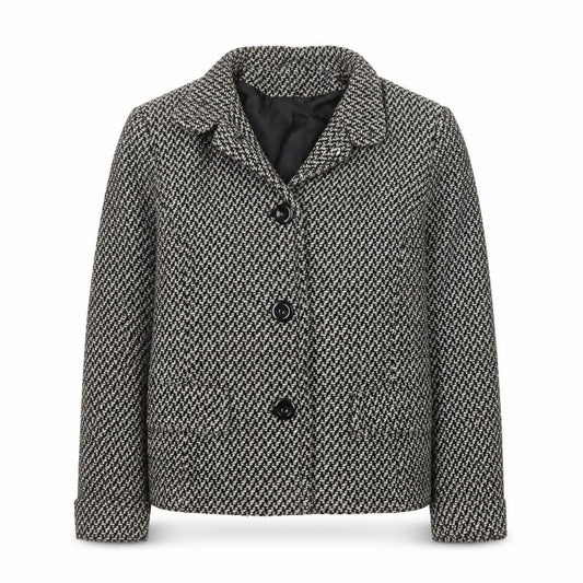 Front view of Debenhams Collection Women Black & White Wool Blend Tweed Blazer, size 14
