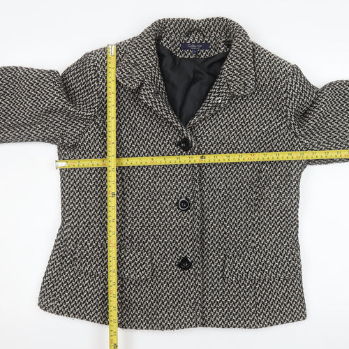Debenhams Collection Women Black & White Wool Blend Tweed Blazer Size 14