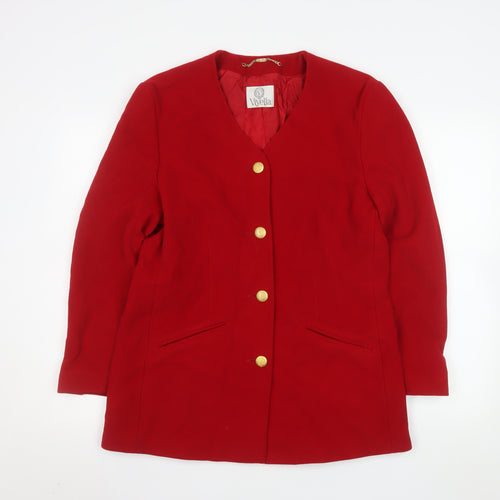 Viyella Women's Red Wool Blazer UK 14 Classic Mid-Length Jacket