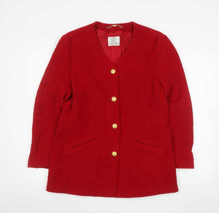 Viyella Women's Red Wool Blazer UK 14 Classic Mid-Length Jacket
