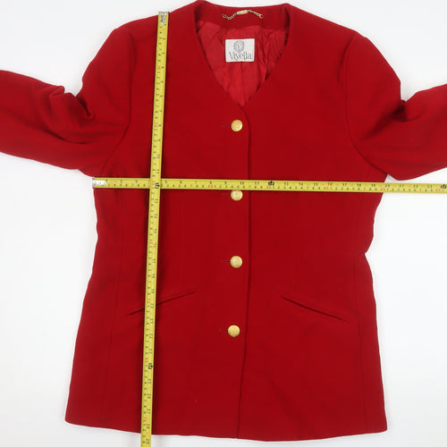 Viyella Women's Red Wool Blazer UK 14 Classic Mid-Length Jacket