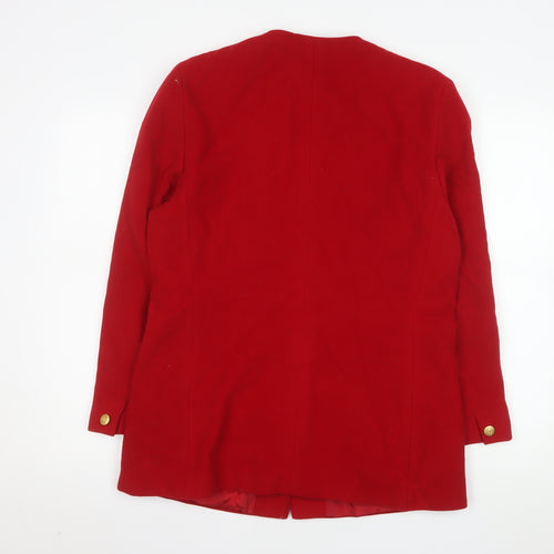 Viyella Women's Red Wool Blazer UK 14 Classic Mid-Length Jacket