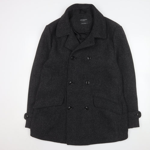 Primark Men's Grey Wool Blend Pea Coat XL