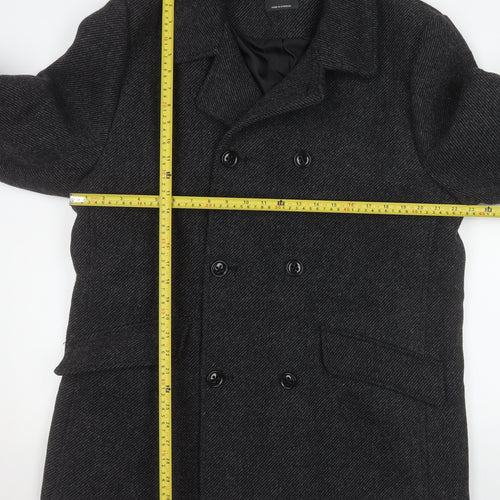 Primark Men's Grey Wool Blend Pea Coat XL