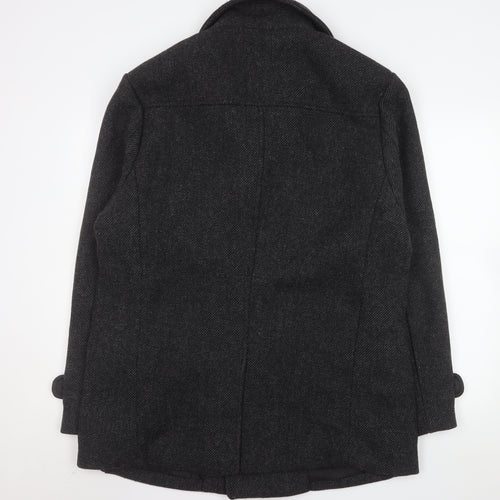 Primark Men's Grey Wool Blend Pea Coat XL