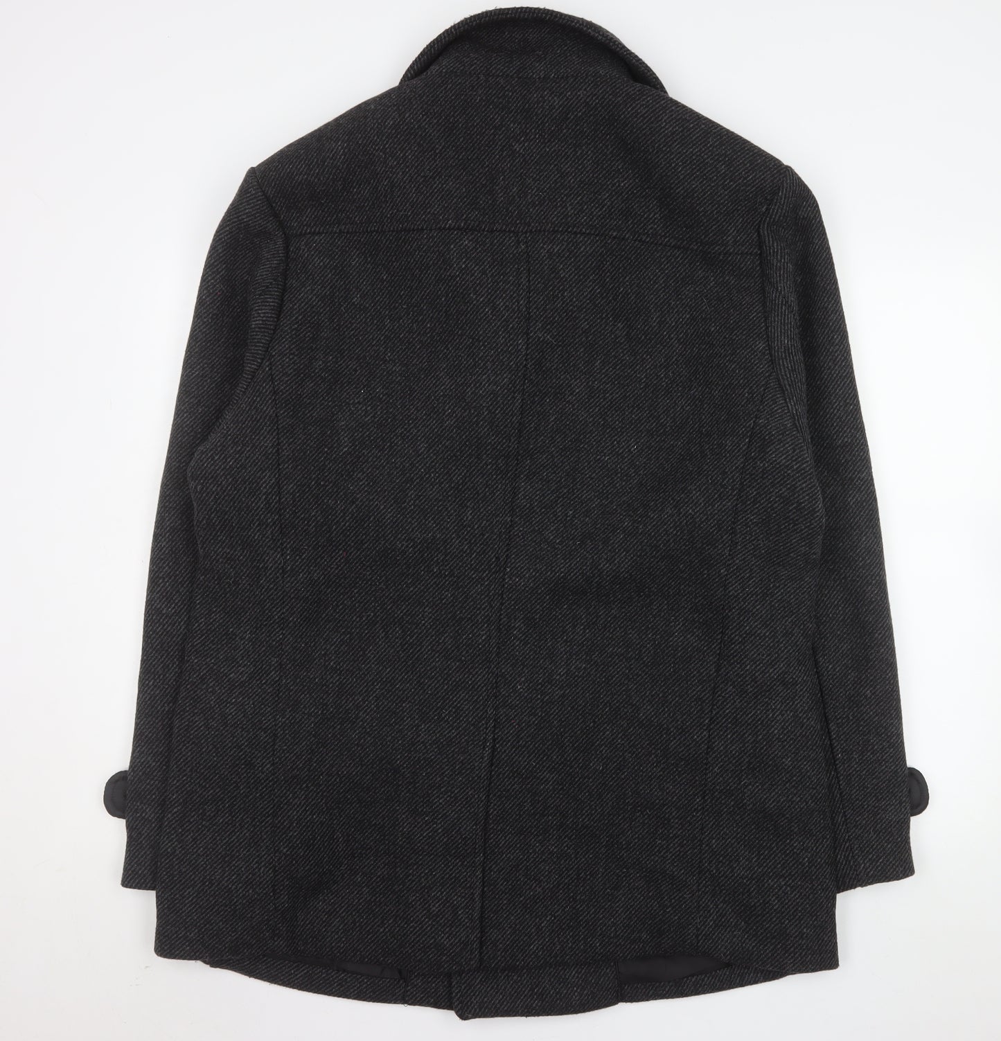 Primark Men's Grey Wool Blend Pea Coat XL