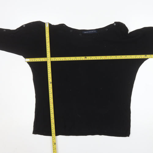 French Connection Women's Black 3/4 Sleeve Button Blouse Size L