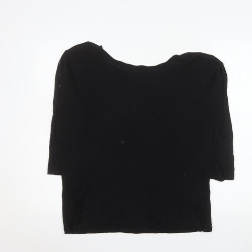 French Connection Women's Black 3/4 Sleeve Button Blouse Size L